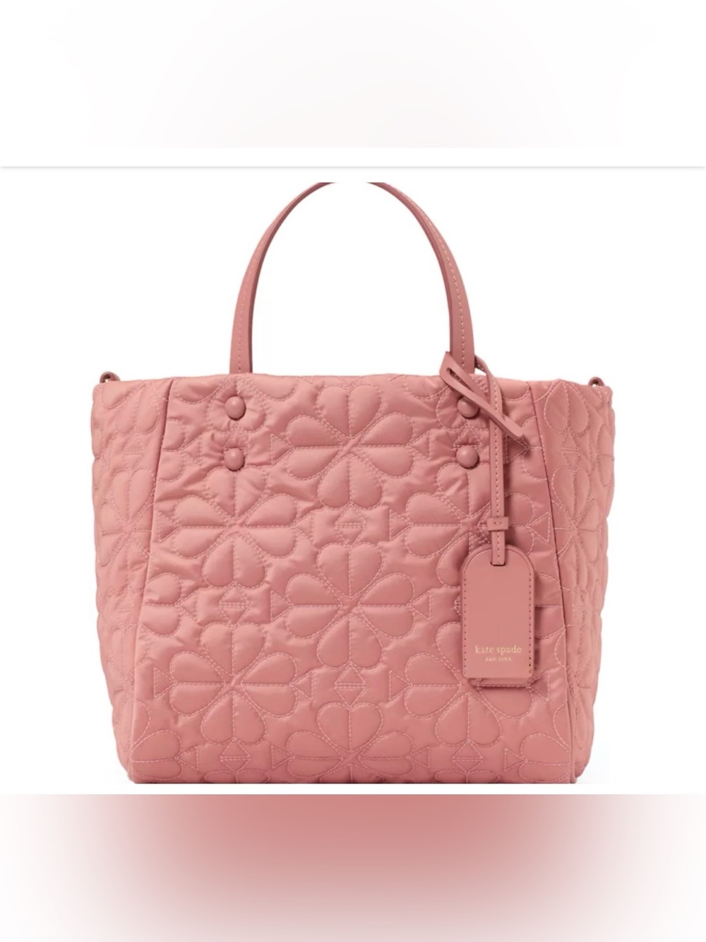 LIKE NEW, KATE SPADE QUILTED FABRIC TILLY SMALL TOTE COLOR COSMETIC PINK